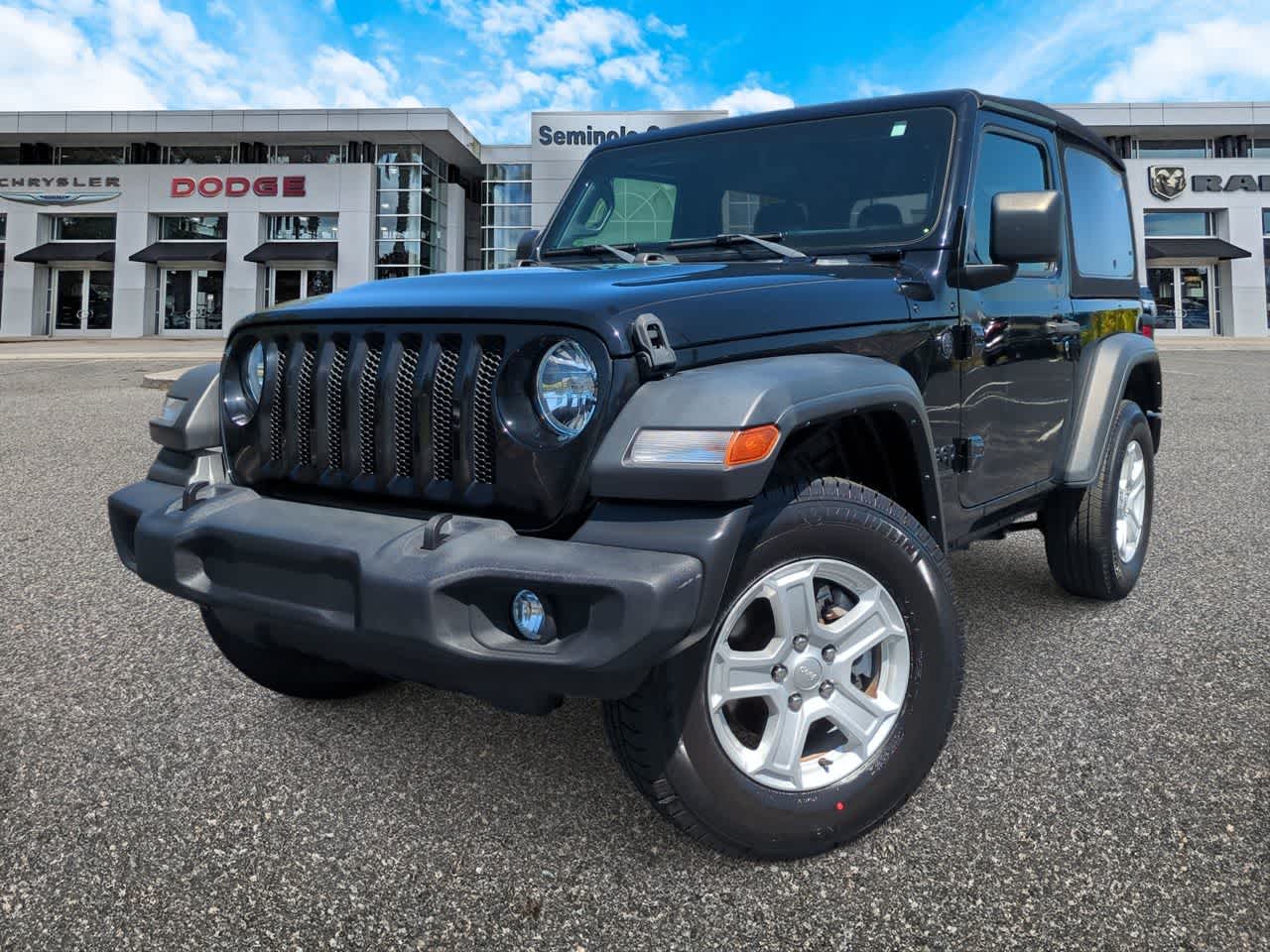 2022 Jeep Wrangler Sport S 4x4 in Black Clearcoat — front three-quarter view