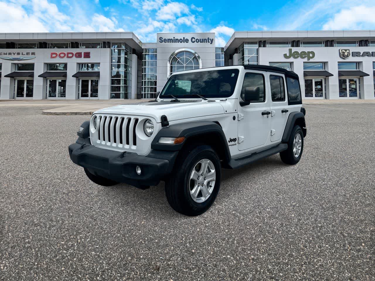 2022 Jeep Wrangler Unlimited Sport S 4x4 in Bright White Clearcoat — front three-quarter view