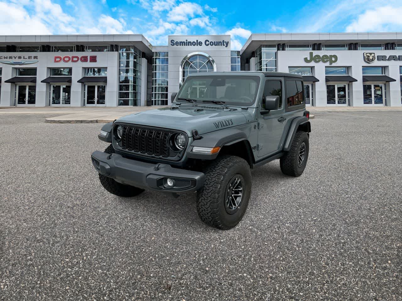 2026 Jeep Wrangler WRANGLER 2-DOOR WILLYS in Anvil Clear-Coat Exterior Paint — front three-quarter view