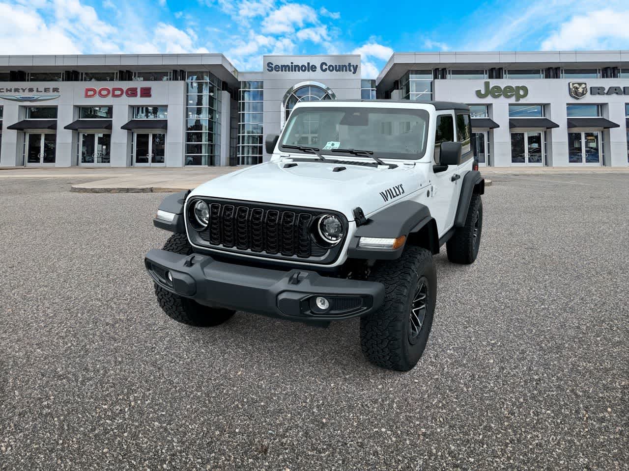 2026 Jeep Wrangler WRANGLER 2-DOOR WILLYS in Bright White Clear-Coat Exterior Paint — front three-quarter view