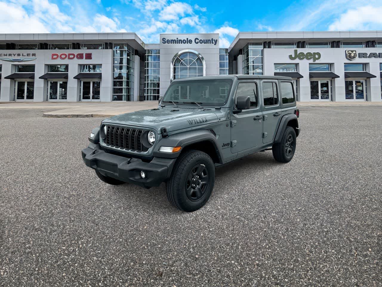 2024 Jeep Wrangler Sport in Anvil Clear Coat — front three-quarter view