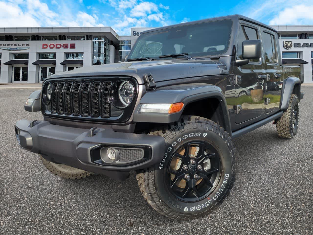 2026 Jeep Gladiator GLADIATOR WILLYS 4X4 in Granite Crystal Metallic Clear-Coat Exterior Paint — front three-quarter view