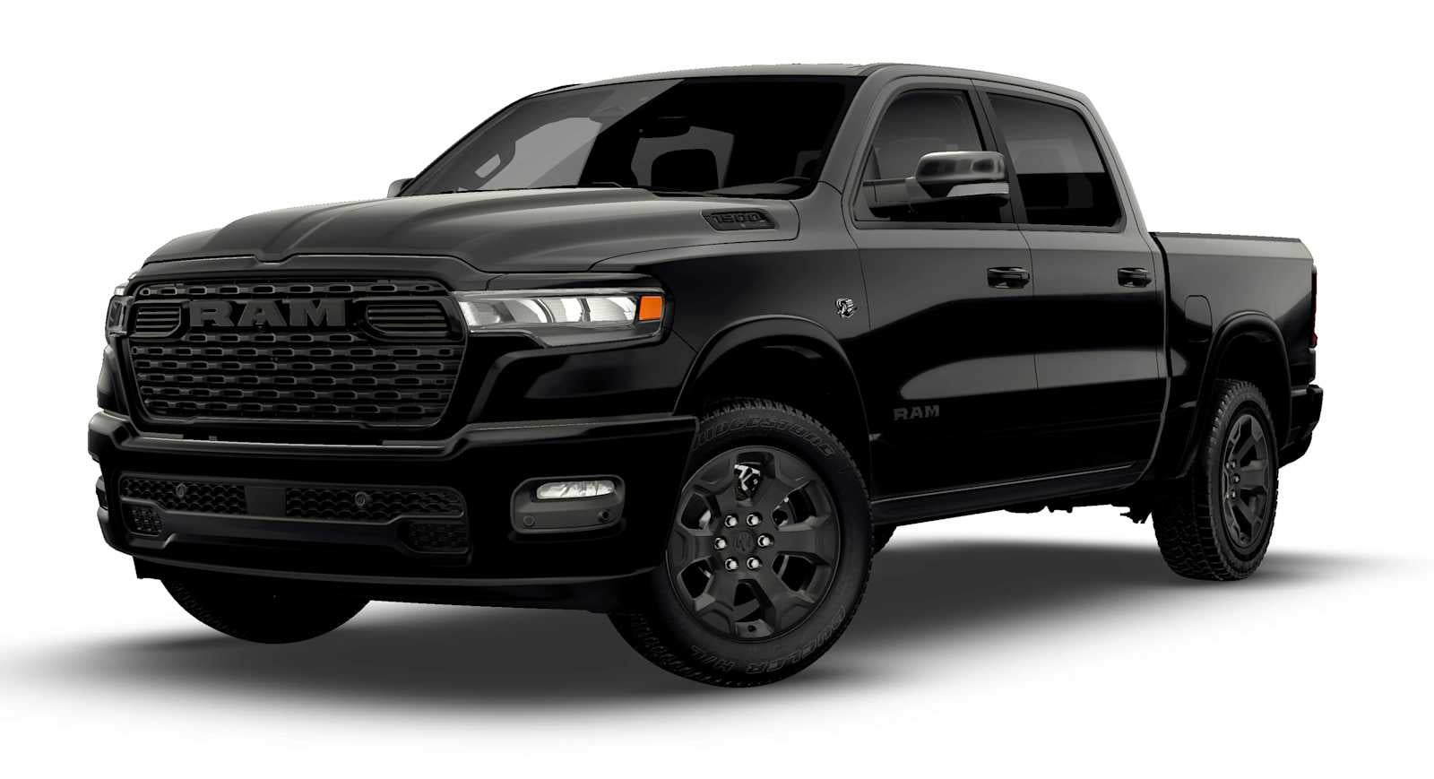 2026 RAM Ram 1500 RAM 1500 BIG HORN CREW CAB 4X2 5'7' BOX in Diamond Black Crystal Pearl-Coat Exterior Paint — front three-quarter view
