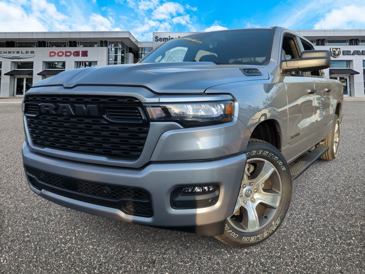 2026 RAM Ram 1500 RAM 1500 EXPRESS CREW CAB 4X2 5'7' BOX in Billet Silver Metallic Clear-Coat Exterior Paint — front three-quarter view