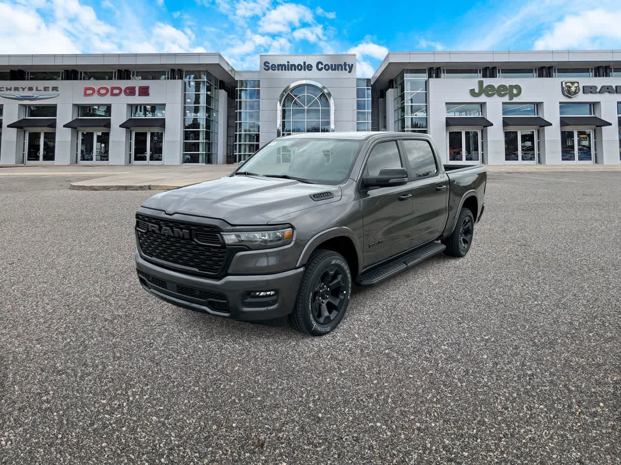2026 RAM Ram 1500 RAM 1500 BIG HORN CREW CAB 4X4 5'7' BOX in Granite Crystal Metallic Clear-Coat Exterior Paint — front three-quarter view