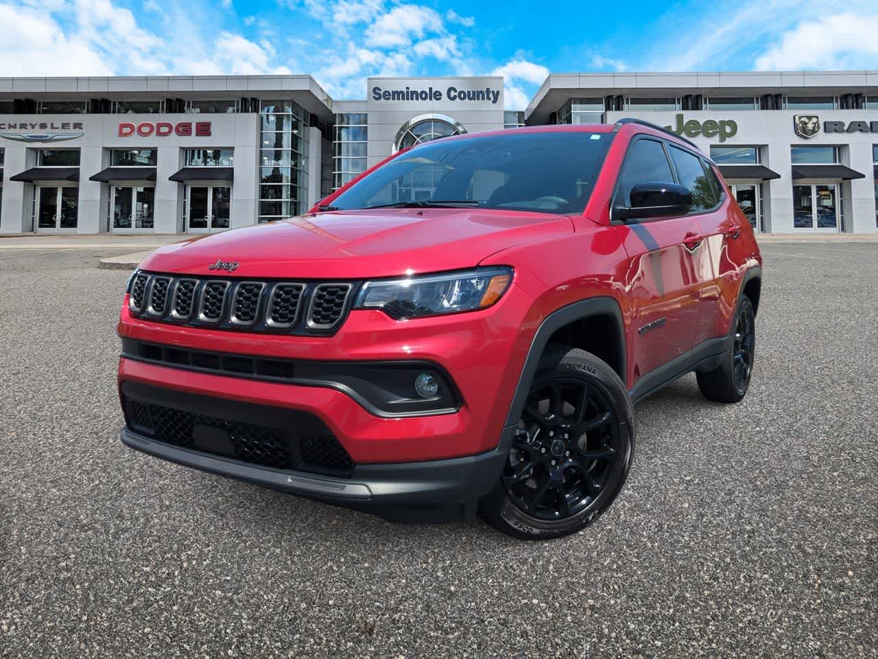 2026 Jeep Compass Latitude Altitude in Red Hot Pearlcoat — front three-quarter view