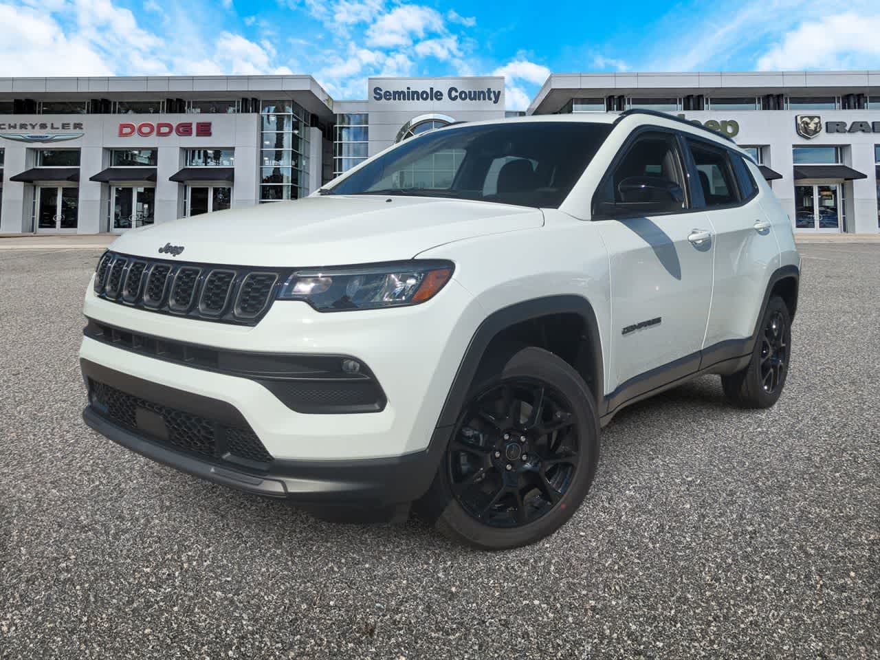 2026 Jeep Compass COMPASS LATITUDE ALTITUDE 4X4 in Bright White Clearcoat — front three-quarter view