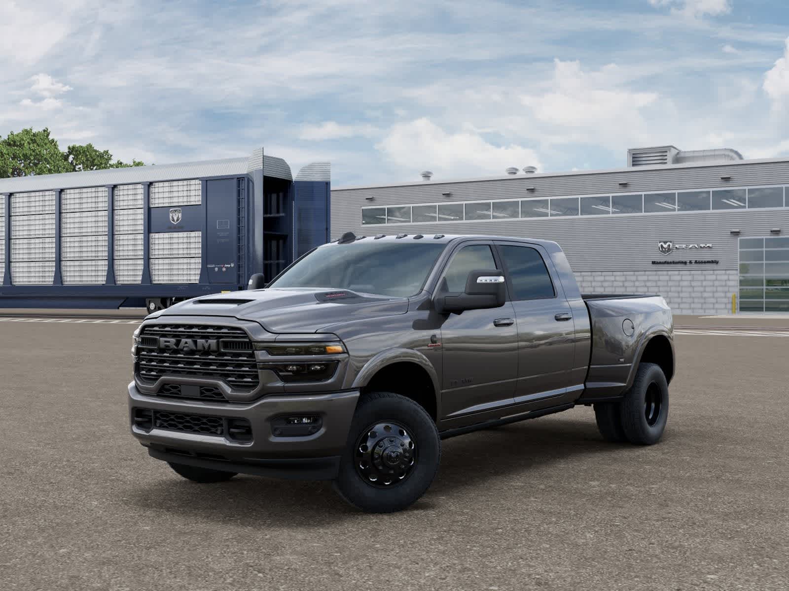 2026 RAM Ram 3500 RAM 3500 LIMITED MEGA CAB 4X4 6'4' BOX in Granite Crystal Metallic Clear-Coat Exterior Paint — front three-quarter view