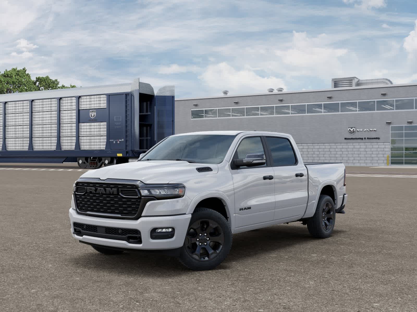 2026 RAM Ram 1500 RAM 1500 BIG HORN CREW CAB 4X4 5'7' BOX in Bright White Clear-Coat Exterior Paint — front three-quarter view