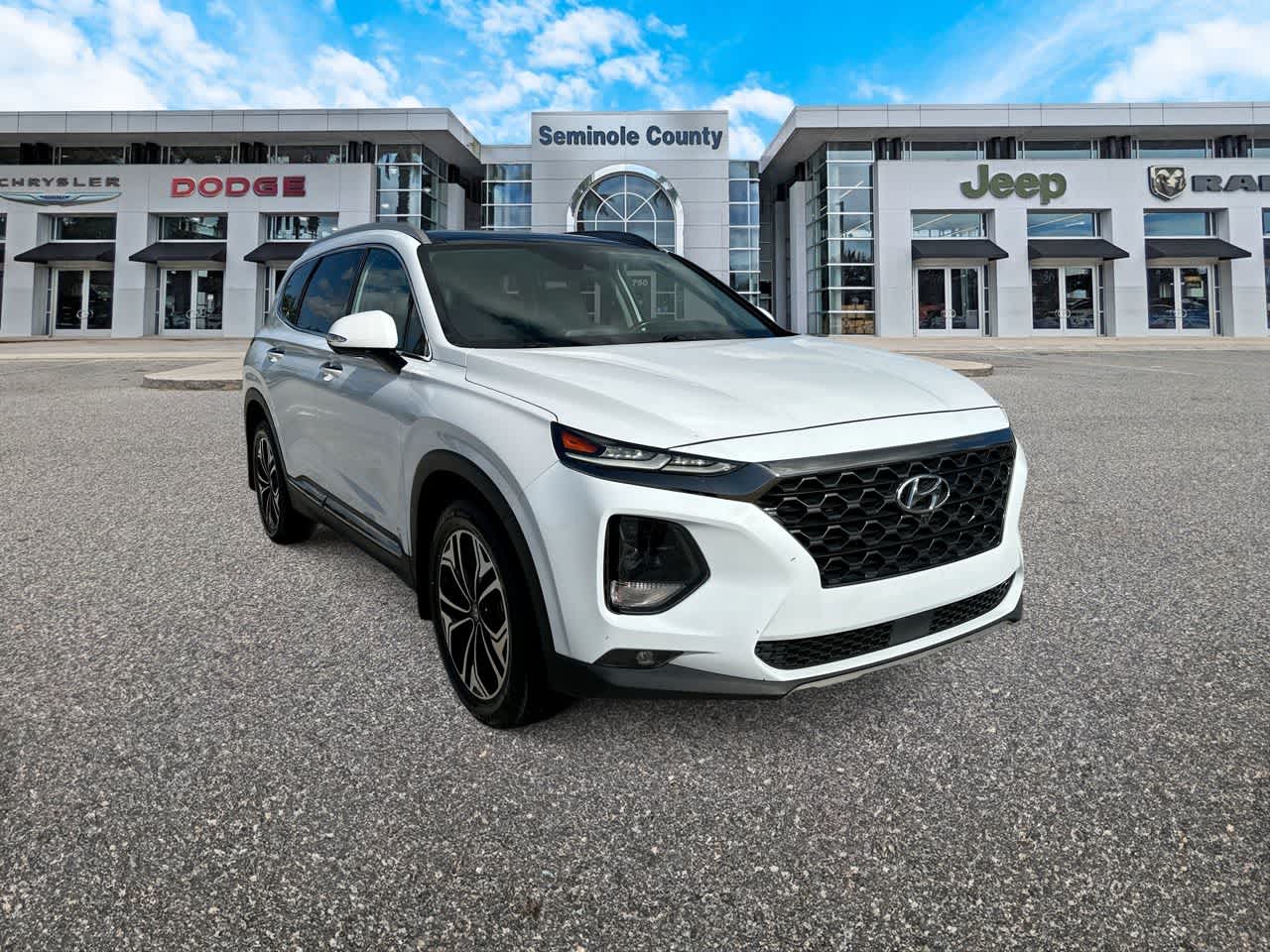 2020 Hyundai Santa Fe Limited 2.0T in Quartz White — front three-quarter view