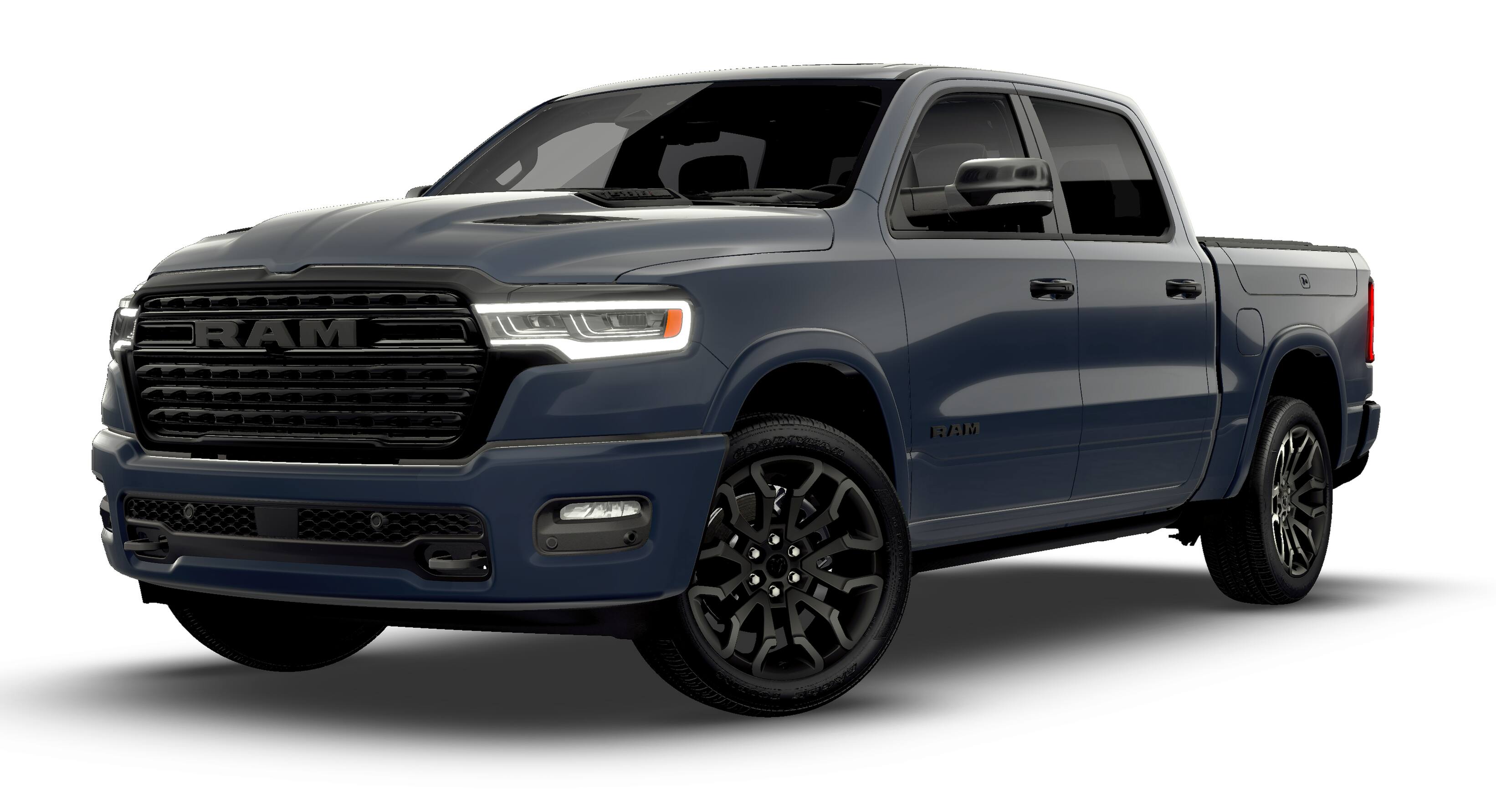 2026 RAM Ram 1500 RAM 1500 LIMITED CREW CAB 4X4 5'7' BOX in Forged Blue Metallic Exterior Paint — front three-quarter view