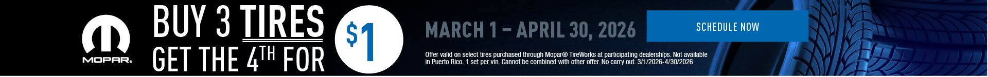 Buy 3 Tires, Get 4th for $1